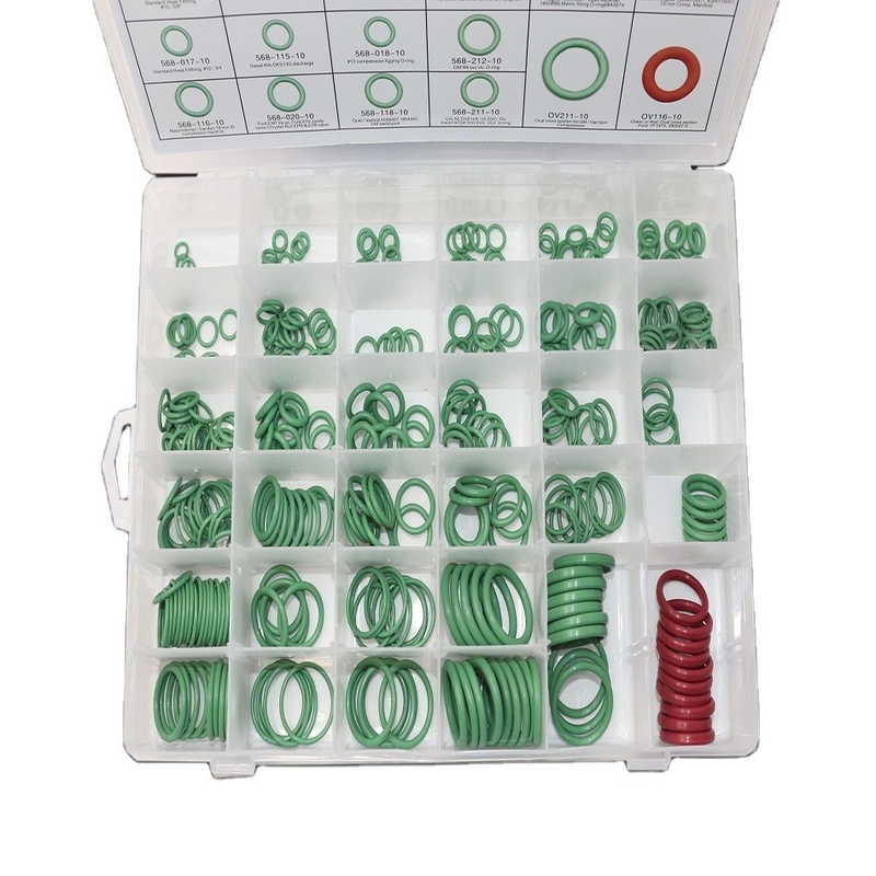 สีเขียว NBR เครื่องปรับอากาศรถยนต์ O-Ring Kits 270pcs 18 ขนาด การวาดรูปแบบ 3D / 2D