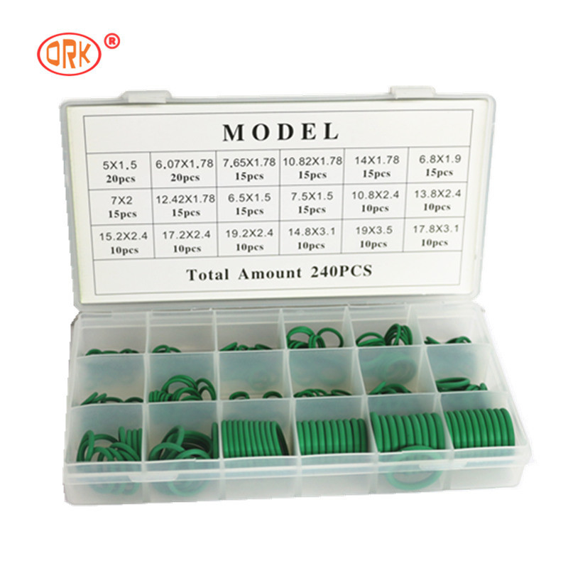 240pcs สีเขียว NBR คอนดิชั่นอากาศรถ O-ring Kits 16 ขนาดสําหรับขนาดที่แตกต่างกัน